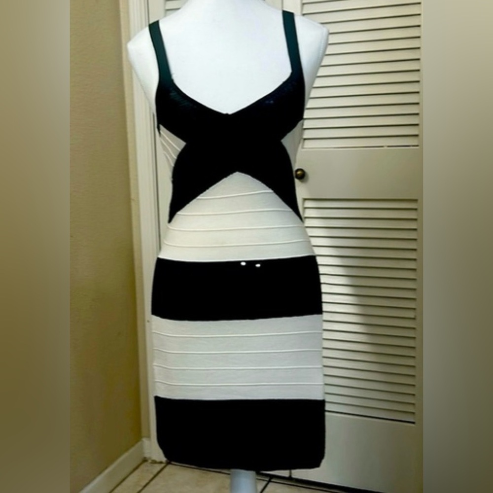 Lipstick brand black and white bodycon mini dress